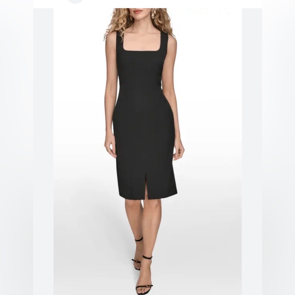 Black Halo Column Dress Ultimate Little Black Dress | Front Slit